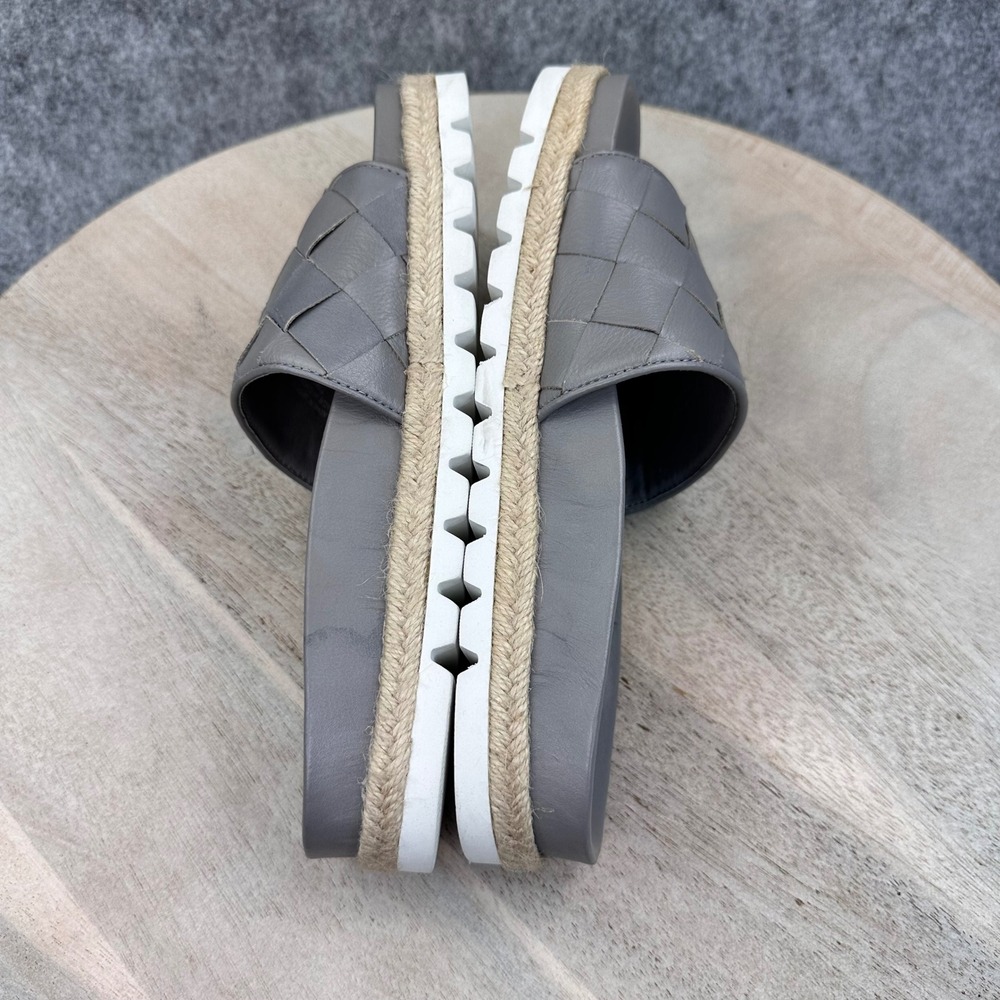 J/Slides NYC Rollie Grey Leather Woven Espadrille Platform Slides Womens 7.5 - Picture 7 of 14
